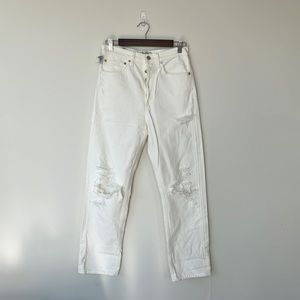 Agolde Mid Rise 90s Jeans, Loose Fit, Distressed, W26, White